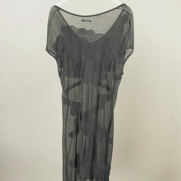 Sarah Pacini Grey Geometric Mesh-Knit Dress - Picture 2 of 6